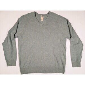 L.L. Bean V-Neck Sweater Men's XL Tall 100% Lambswool Green